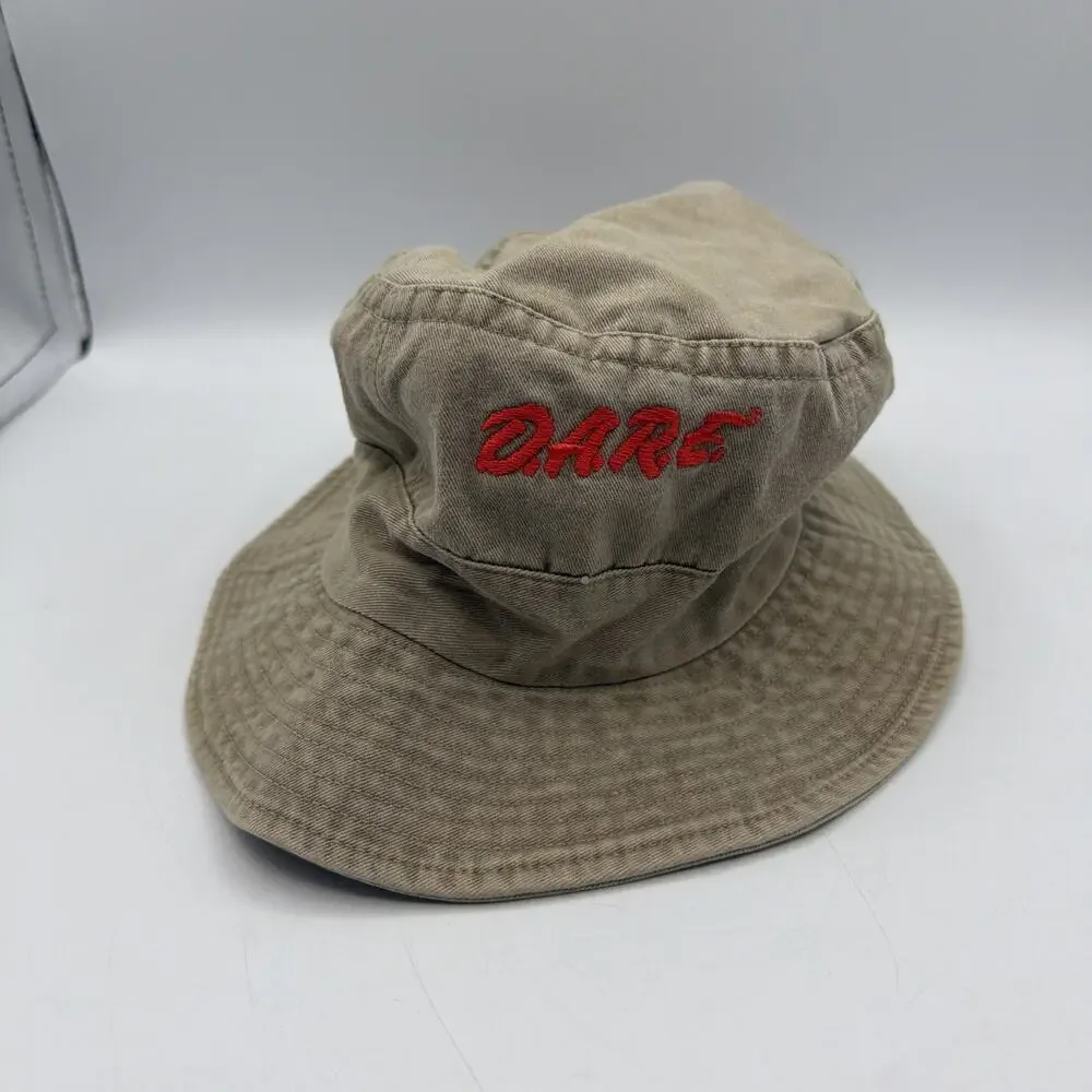 Authentic D.A.R.E. Bucket Hat, Khaki 90s Retro Adult Size - Picture 1 of 7